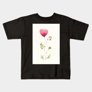 One Pink Flower in Pen Ink and Watercolor Kids T-Shirt